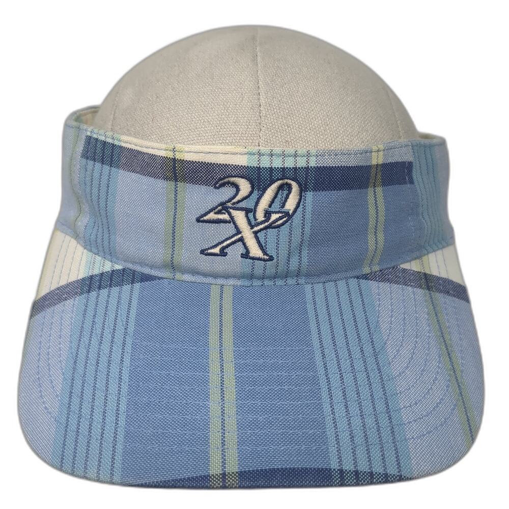 Alternative Apparel Plaid Visor Hat Blue Yellow Cotton Adjustable 20X Logo